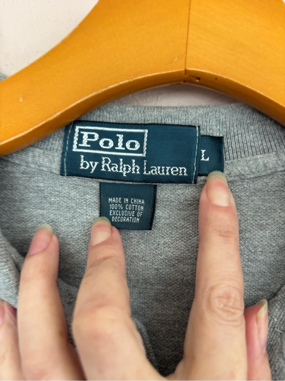 Polo by Ralph Lauren Grey Polo with Embroidered Bear. Size L